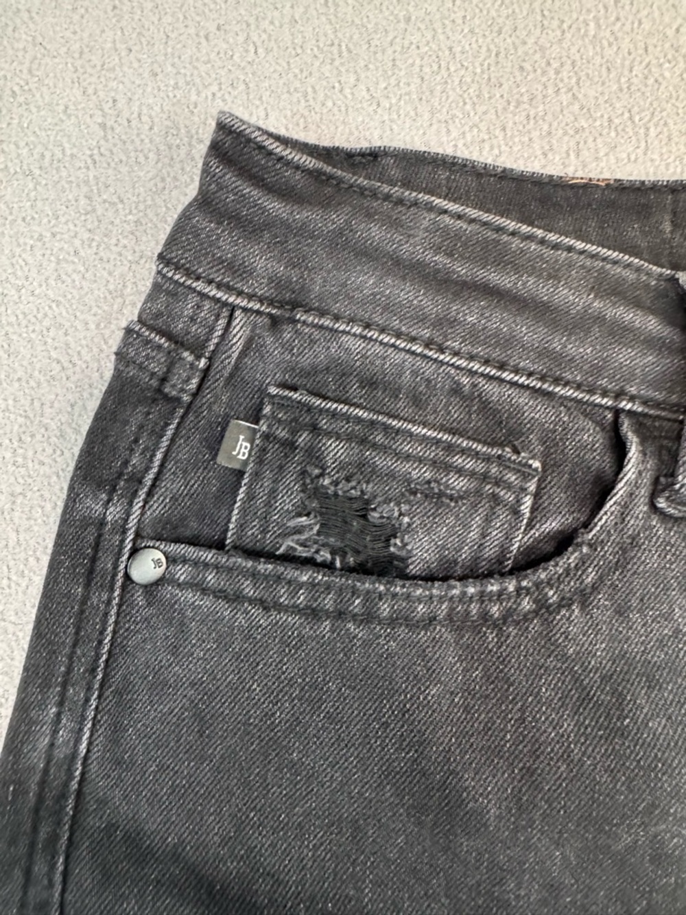 Judy Blue Charcoal Black Denim Distressed 90’s Straight Jeans, size 29 - Picture 5 of 16